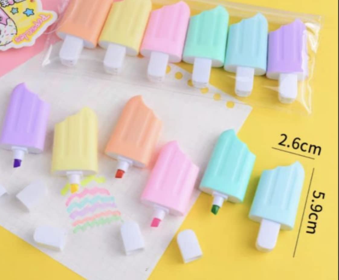 Novelty sketch marker set for children featuring a cute ice lolly design in soft pastel shades, comes in a pack of various colours, available in www.usmile.toys